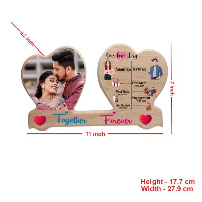 Personalized Our Love Story Wooden Photo Frame | Together Forever Heart Photo Frame   Anniversary Couple Gift For Husband Wife  Birthday Gift For Girlfriend Boyfriend  Romantic Home Decor